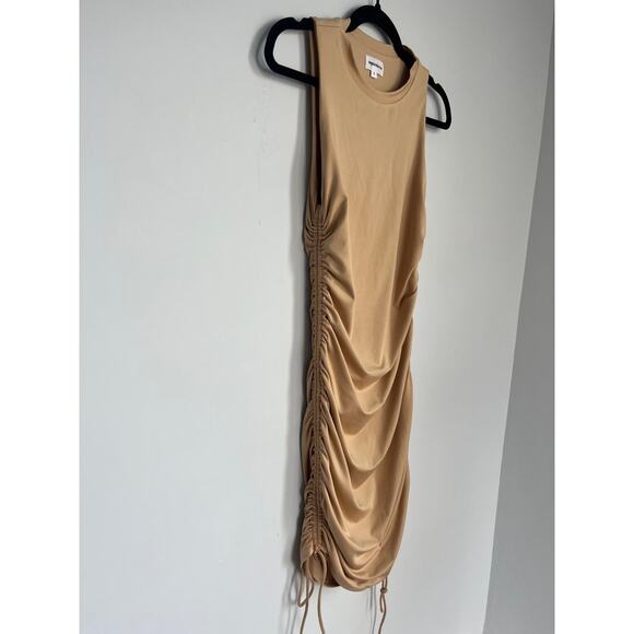Superdown Ruched Mini Dress Women Small Beige Bodycon Sleeveless Casual - Picture 5 of 6